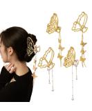 4 PACK Metal Big Gold Butterfly Hair Clips Clamp Tassel Nonslip Hair Claw Hair Accessories for Women Girls for Thinner Thick Hair Styling Fashion Hair Supplies Butterfly Tassel - Buy Online on SooperMarket.com