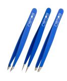REMOS 3-Piece Tweezers Set - Eyebrow Splinter & Combination Tweezers in Dark Blue - Perfect for Precision Grooming - Buy Online on SooperMarket.com