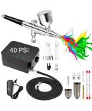 COSVII Upgraded 40 PSI Airbrush Kit with Compressor, Dual Action Gun Set for Art, Makeup, Cake Decorating - Black - Buy Online on SooperMarket.com