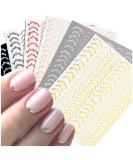 Dornail 6 Sheet Metallic Nail Stickers - Self-Adhesive Gold, Silver, Rose Gold Curve Stripes for Nail Designs and Art Decorations - Buy Online on SooperMarket.com