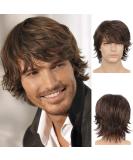 Wig Men Brief Hair Hair Layered Wave Wigen With Pony Synthetic Cosplay Wild Coste Costume Party Halloween Party Men Wigs Y248-Braun - Buy Online on SooperMarket.com
