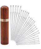 25Pieces Hand Sewing Big Eye Needles Sharp Needle with Solid Wood Needle Case for - Buy Online on SooperMarket.com