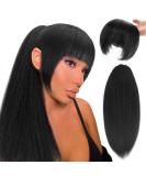 Allyreetress Yaki Drawstring Ponytail with Bangs - Long Yaki Straight Ponytail Extension for Black Women Synthetic Hairpiece Clip in Ponytails Extension for Daily Party Use (black) 20 inches with bangs black - Buy Online on SooperMarket.com