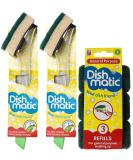 Dishmatic 2X Fillable Washing Up Brush & Sponge with 3X Refills - Easy Grip Dish Cleaner - Buy Online on SooperMarket.com