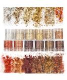 Laza Autumn Nail Glitter, 12 Colors Acrylic Nails Art Glitter Powder Sequin, Retro Copper Iridescent Flake Paillette Sparkle Tip 120g for Gel Polish, Face, Eyes, Body, Hair, Jewelry, Resin -Golden Age - Buy Online on SooperMarket.com
