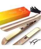 ANGENIL Nano Titanium 2-in-1 Flat Iron Hair Straightener & Curler - Fast Heating Styling Iron for All Hair Types - 1 Inch Dual Voltage - Gold - Buy Online on SooperMarket.com