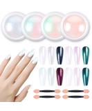 Artdone Chrome Nail Powder Kit - Metallic Mirror Effect Pigment for Gel Polish Nail Art - 4pcs White Chrome Powder Set - Buy Online on SooperMarket.com