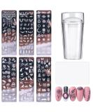 6-Piece Nail Art Plates Set - Stamping Stencils with Transparent Stamper & Scratch Tool | Plant & Animal Motifs for DIY Manicure - Buy Online on SooperMarket.com