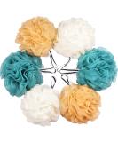 6 Pcs Bath Loofah Shower Sponge Pouf Body Scrubber Exfoliator - White Blue Gold - Buy Online on SooperMarket.com