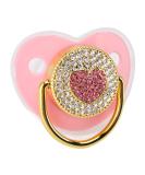 Shinning Heart Shape Baby Pacifier - Personalized Glitter Crystal Dummy | Ideal Bling Gift for Girl Baby Shower & Photography (Pink) - Buy Online on SooperMarket.com