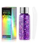URAQT Body Glitter Gel Holographic Mermaid Sequins Glitter Chunky Cosmetic Glitter Face and Body Gel Sparkling Festival Party Lotion Glitter for Face Body Eye Hair Nail Makeup and DIY Art Purple - Buy Online on SooperMarket.com