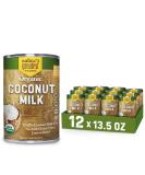 Organic Coconut Milk by Natures Greatest Foods - 13.5 Oz - No Guar Gum, No Preservatives  Gluten Free, Vegan and Kosher - 17-19% Coconut Milk Fat, Unsweetened (Pack of 12) Organic 12 Pack 13.5 Ounce (Pack of 12) - Buy Online on SooperMarket.com