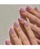 24pcs Short Almond False Nails Purple Glitter Stick on Nails Press on Nails Removable Glue-on Nails Full Cover Acrylic Fake Nails Women Girls Nail Art Accessories 0223Y64 - Buy Online on SooperMarket.com
