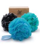 Shower Loofah Sponge Bath puff Large 75g XL for Women Men Kids Soft Mesh Pouf Body Scrubber Gentle Exfoliating shower Ball Buff Luffa with Bamboo Charcoal for Silky and Smooth Skin Cleansing 3pack Green - Buy Online on SooperMarket.com
