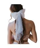 Bridal Hair Bow Veil with Pearl Barrette - Wedding & Bachelorette Party Decorations - Buy Online on SooperMarket.com