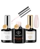 Modelones Pink Builder Gel with Base and Top coat 3Pcs No Wipe Top and Base Coat Gel Nail Polish with Gel Builder for Nails Hard Gel Nail Strengthener Extension Builder Gel in a Bottle Pink Clear - Buy Online on SooperMarket.com