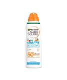 Garnier Ambre Solaire SPF 50+ Kids Anti-Sand Mist Children's Sun Protection Spray Non-Greasy and Fast-Absorbing Water- and Sand-Resistant Hypoallergenic Sensitive Advanced 150 ml - Buy Online on SooperMarket.com