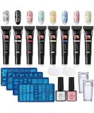 TopDirect 8 Colors Nail Stamping Gel Polish 8ml + 4pcs Nail Stamping Templates + 1 Stampers with 2 Scrapers, Nail Art Stamping Kit Polish Stamper and 36 Design Scraper Nail Plate Print Manicure Tool 0.27 Fl Oz (Pack of 8) - Buy Online on SooperMarket.com