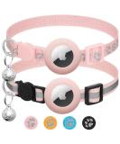 Lafayi 2 Pack Cat Collar with Bell & Reflective GPS Tracker | Personalized Pink Airtag Case & Safety Clasp | International Shipping Available - Buy Online on SooperMarket.com
