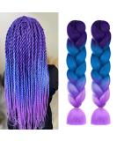 Aomig braids extensions 2PC ombre synthetic hair for braiding 24 "strands of hair for braiding hair single-braid hair braid extensions for hair box braid simple braids (purple/light violet/seaside llau/Seeblau/lake violet/light violet - Buy Online on SooperMarket.com