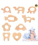 Baby wood pouring ring toys 9 pieces of wooden ring trailer natural wood bite ring animal baby teeth toys teething problems toys diy handmade trailer - Buy Online on SooperMarket.com
