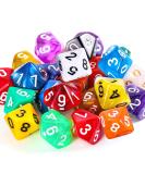 25-Piece Polyhedral Dice Set w/ Black Pouch - DND RPG MTG Table Games - Random Multi Colored Assortment - Color Set 2 D10 - Buy Online on SooperMarket.com