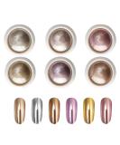 Chrome Nail Powder - 6 Boxes Magic Mirror Effect Rose Gold Holographic Glitter Powder for Nail Art Decorations - Buy Online on SooperMarket.com