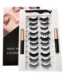 FEITA Magnetic Eyelashes Kit - 10 Pairs Natural Look False Lashes with 2 Tubes Magnetic Eyeliner - Easy Application & No Glue Needed - Buy Online on SooperMarket.com