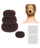 Brown Hair Bun Maker Set with 4 Doughnut Bun Makers & 20 Hair Pins - Ballet Bun Kit & Accessories - Buy Online on SooperMarket.com