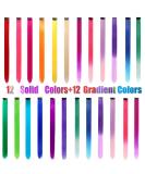 24 Pcs Colored Hair Extensions Colorful Clip in Hair Extensions 22 inch Synthetic Straight Hair Extensions for Kids Girls Women A 24Pcs - Solid color + Gradient color - Buy Online on SooperMarket.com
