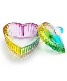Sweet Heart Shape Acrylic Dappen Dish & Glass Cup | Acrylic Nail Art Kit with Cap Lid | Transparent Colored Glaze Bowl - Buy Online on SooperMarket.com