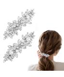 Crystal Pearl Rhinestone Barrette 2Pcs - Elegant Wedding Hair Accessories for Women - Buy Online on SooperMarket.com