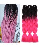 Tess Braids Extensions 60 cm - Jumbo KanCalon Ombre Hair Braids (Black/Pink) | 100g Bundle for Single-Laid Box Braids - Buy Online on SooperMarket.com
