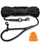 Joytale Reflective Drag Line for Dogs | 15m Nylon Dog Leash with Padded Handle & 2 Carabiner Hooks | Ideal Training Line for Puppies & Small Dogs | 1 Pack - Black - Buy Online on SooperMarket.com