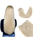 Vlasy Clip in Hair Extensions Human Hair 14 Inch Light Grey# - 7 Piece Seamless Thick Weft Real Hair Clips for Women -70g - Buy Online on SooperMarket.com