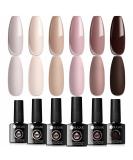 Ur Sugar uv nail polish nude color brown gel set 6 colors shellac nude pink gel for gelail diy nail art kit for valentine's day wedding dating Christmas weekend party natural - Buy Online on SooperMarket.com