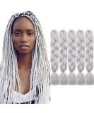 Tess Braids Extensions 60 cm - 5 Pack Jumbo Kanecalon Kunsthaar for Box Braids - Silver White 100g Hair Extensions - Buy Online on SooperMarket.com