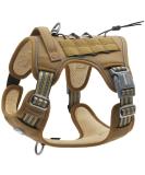 Auroth Tactical Anti-Pull Dog Harness | Size Large (Neck 46-74cm, Chest 61-94cm) | Adjustable & Breathable Pet Vest in Green Brown Army Green | Reflective Military Materials - Buy Online on SooperMarket.com