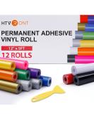 HTVRONT Permanent Vinyl for Cricut-12 Pack 12 Inch by 5 Feet Permanent Vinyl Rolls Adhesive Vinyl for Cricut Silhouette Cameo Cutters Signs Scrapbooking Craft Die Cutters - Buy Online on SooperMarket.com