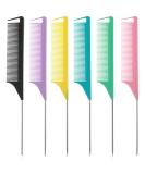 6Pcs Metal Rat Tail Combs Fine Tooth Rattail Comb Parting Combs with Stainless Steel Pintail for Braiding Hair Sectioning Teasing Styling(8.66 Inch) - Buy Online on SooperMarket.com
