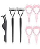 7-Piece Eyelash Mascara Tool Set for Women - Applicator, Lash Guard, Comb Separator, Curler, Tweezers - Black Pink - Buy Online on SooperMarket.com