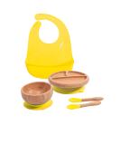 Love Earth Bamboo Baby Weaning Set - 5 Piece Eco-Friendly Set for Babies 3 Months to 6 Years - Includes Suction Plate, Bowl, Spoons, and Silicone Bib (Yellow) - Buy Online on SooperMarket.com