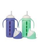 Set of 2 Glass Sippy Cups for Toddlers - The Luca | Mint Green & Indigo Purple | 8oz Spill-Proof Straw Cup | Silicone Straw | BPA-Free - Buy Online on SooperMarket.com