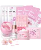 Japan Sakura Facial Skincare Set - 13PCS Hydrating Gift Set for Teenage Girls & Women | Serum Cream Eye & Lip Masks - Buy Online on SooperMarket.com