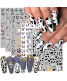 Cartoon Nail Art Stickers - 7 Sheets 3D Self-Adhesive Decals for Women and Girls - Holographic Cow, Butterfly, Leopard Print Designs - Nail Art Supplies - Buy Online on SooperMarket.com