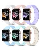 ZALAVER 6 Pack Silicone Bands for Apple Watch 38mm/40mm/41mm - Ultra Series Compatible with iWatch 8 7 6 5 4 3 2 1 SE - Men Women Sport Strap in White/PinkSand/Green/Blue/Lavender/Starlight - Buy Online on SooperMarket.com