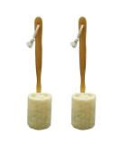 Pack of 2 Natural Exfoliating Loofah Back Scrubber Brushes with Long Wooden Handle for Body Shower and Bath Spa - Buy Online on SooperMarket.com