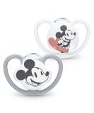 Nuk Space Schnuller |6-18 months |Pacifier with extra ventilation |BPA-free silicone |Disney Mickey Mouse |Gray and white |2 pieces 6-18m Standard Mickey Mouse - Buy Online on SooperMarket.com