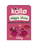 Kallo Beetroot & Three Seeds Veggie Thins Crackers | Healthy Snacks High Fibre Plant Protein Gluten Free & Baked | 100g Single Pack - Buy Online on SooperMarket.com