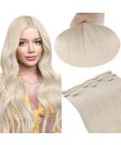 Runature real hair extensions clip in platinum blond natural real hair clip in extensions short clip in hair extension real hair cheap 50g 30cm 12 inch #60 30cm-3Pcs #60 - Buy Online on SooperMarket.com